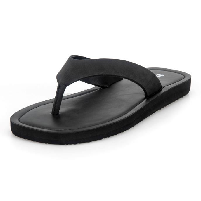 totes® Ladies Square Toe Faux Suede Flip Flop Black  Extra Image 2